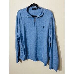 Polo Ralph Lauren Mens XL Light Blue 1/4 Zip Pullover Long sleeve solid